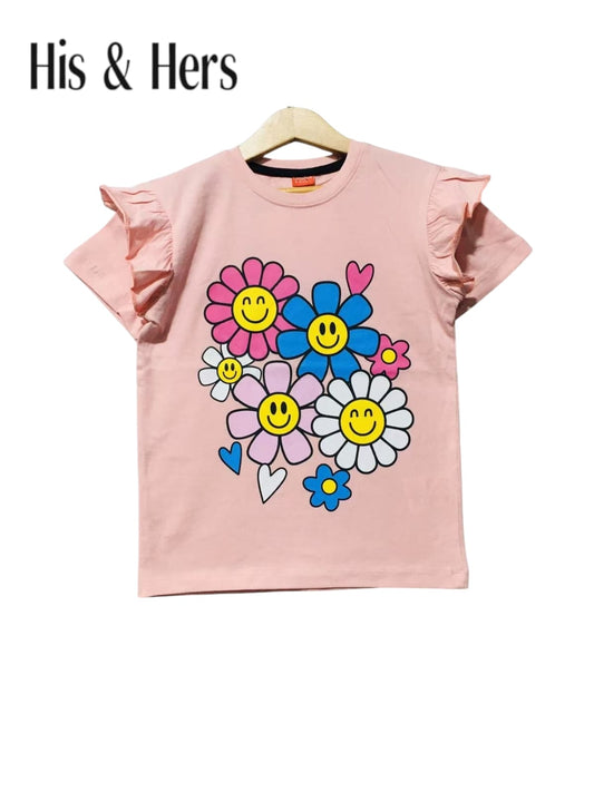 Flowers Kid's Pink T-Shirt Girls 124