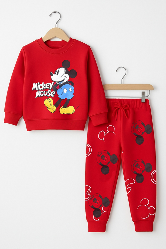 Mickey Mouse Print Red Kids Tracksuit 227