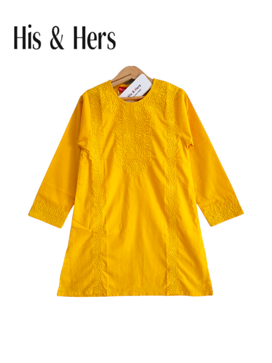 Embroidered Mustard Yellow Girls Top  103