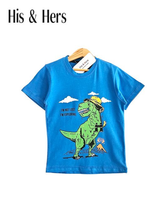 Dinosaur Kid's Blue T-Shirt Boys 104