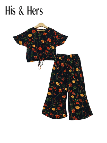 Red Flowers All Over Print Lillen  Skate Fish Girls 232