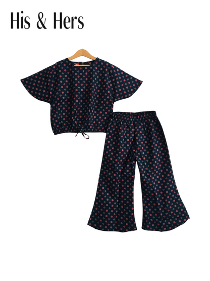 Red Small Flowers Print Navy Skate Fish Girls 243