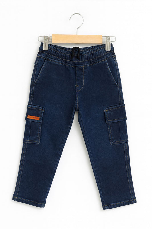 Side Pocket Cargo Jeans -Dark Blue
