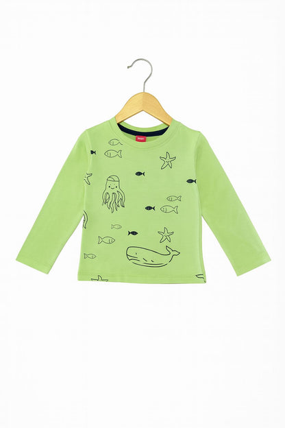 Ocean Vibes Lemon Green Full Sleeves Shirt Boys