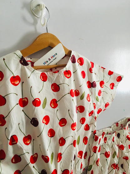 Cherries  Allover Print White Skate Fish Girls 232