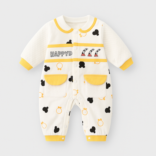 Happy D Yellow Bunny Baby Romper 🐰💙