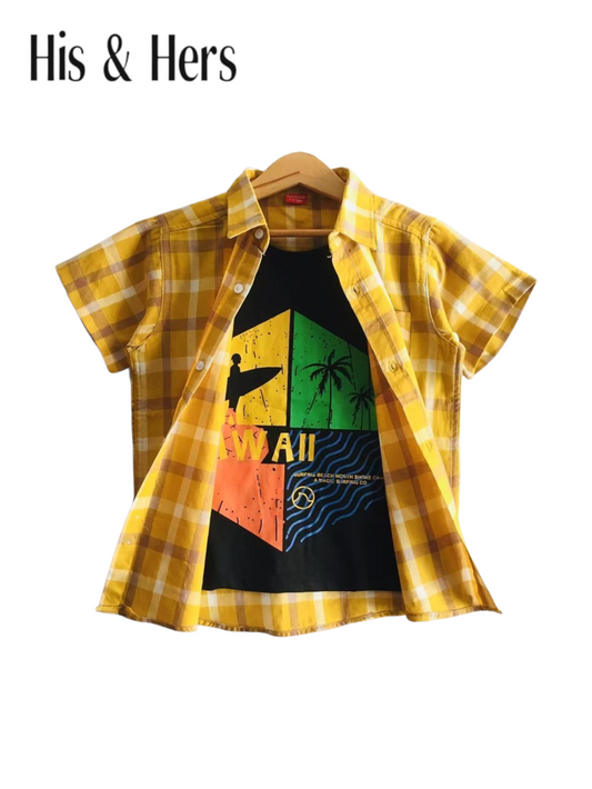 Yellow Checked Double Casual Shirt 251
