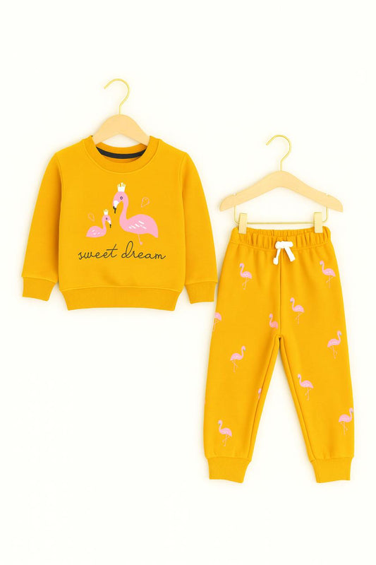 Mustard Printed Girls Tracksuit -Sweet Dream 429