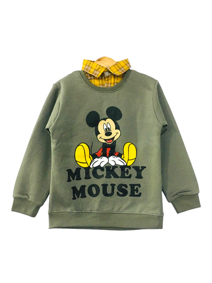 Mickey Mouse Green Double Sweatshirt Boys (002)