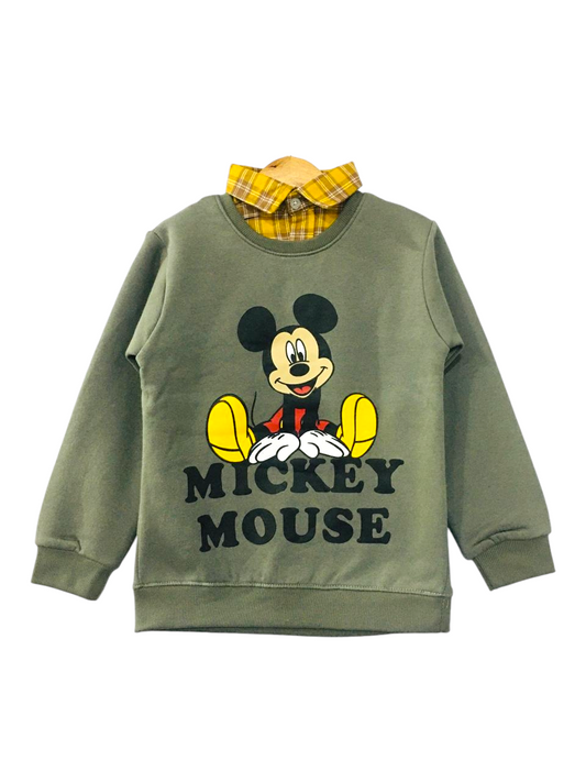 Mickey Mouse Green Double Sweatshirt Boys (002)