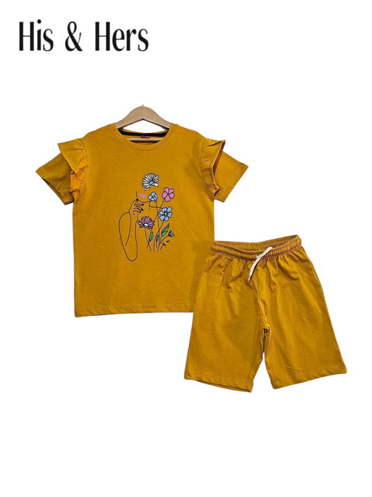 Flowers Mustard Yellow Nicker Suit Girls 203