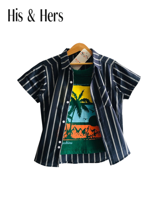 White Stripped Black Double Casual Shirt 251