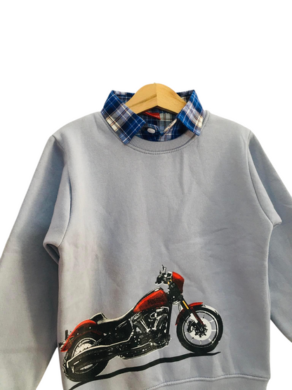 Motorbike Light Blue Double Sweatshirt Boys 415