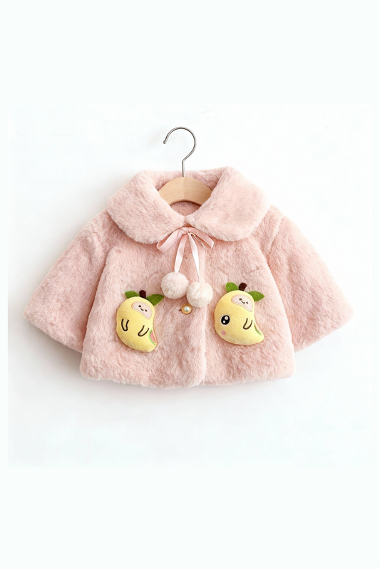 Fluffy Baby Pink Winter Cape for Baby Girls – Mango