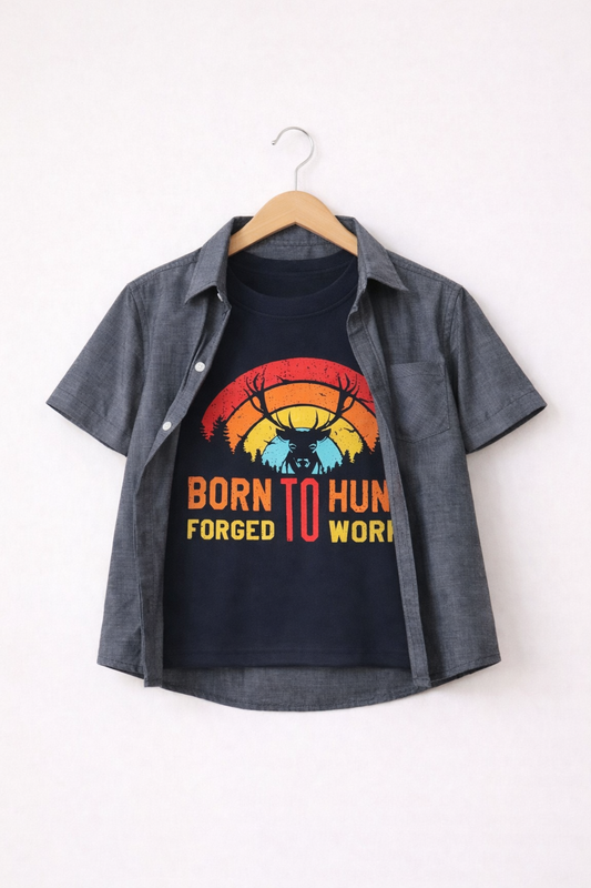 Born To Hunt Double Casual Shirt Charcoal 514