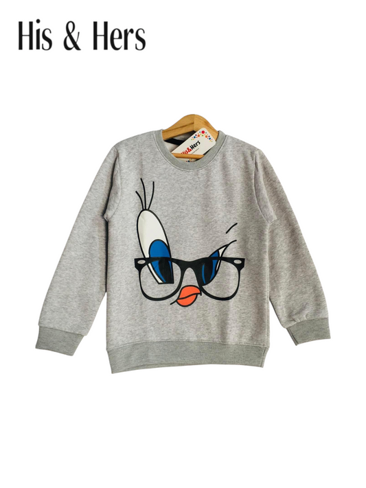 Glasses Grey Sweatshirt Girls