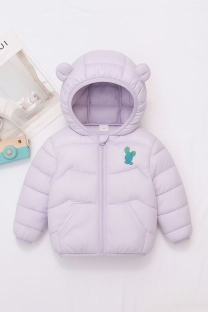 Teddy Ear Kids Puffer Jacket – Light Purple