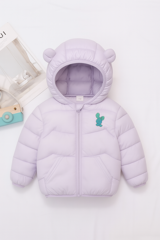Teddy Ear Kids Puffer Jacket – Light Purple