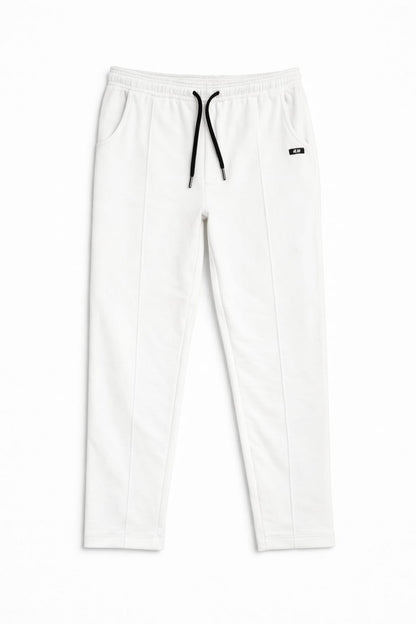 Men’s White Trouser in Cotton Jersey With Black Drawstring 544