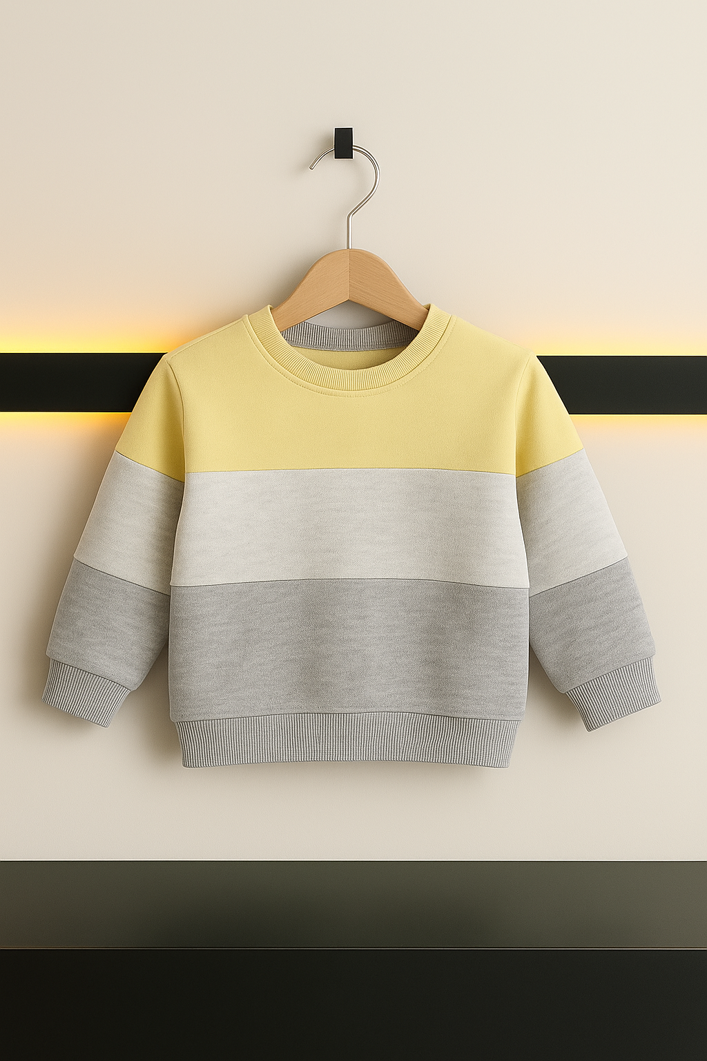 Kids Colorblock Sweatshirt – Yellow - White- Grey 234
