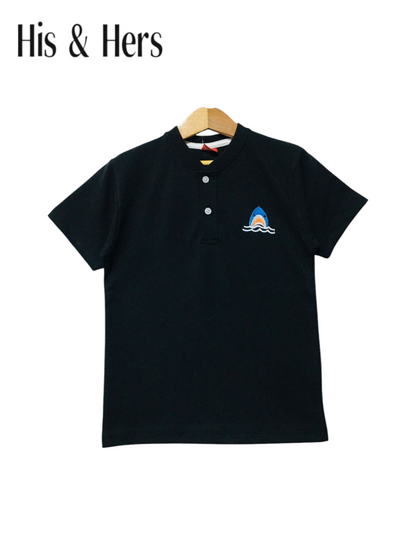 Blue Whale Logo  Henly Polo Shirt Boys 104