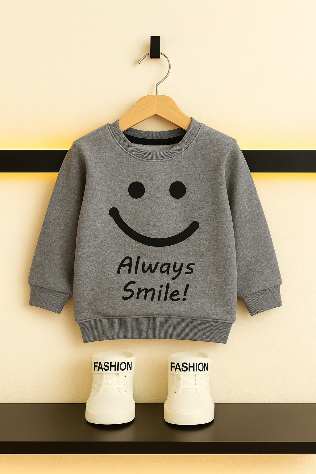Always Smile Grey  Fleece Sweatshirt 🌼 505