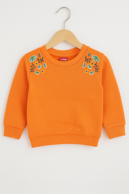 Sunny Bloom Orange Embroidered Sweatshirt 🌼 109