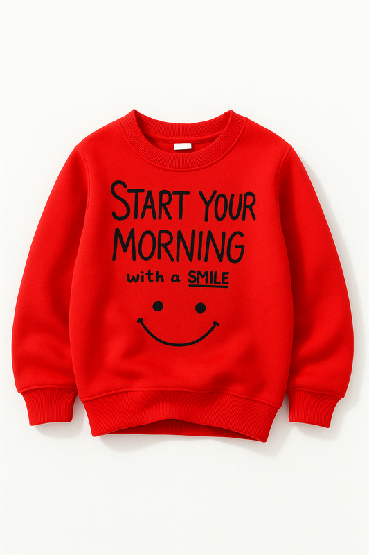 Kids Red Sweatshirt – “Start Your Morning with a Smile” Print 272