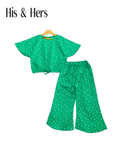 White Hearts All Over Print Green Skate Fish Girls