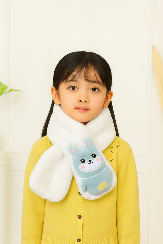 White Cute Kitten  Plush Scarf for Kids 🐥