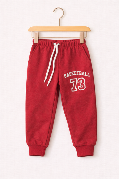 Basketball Red Fleece Jogger Pants