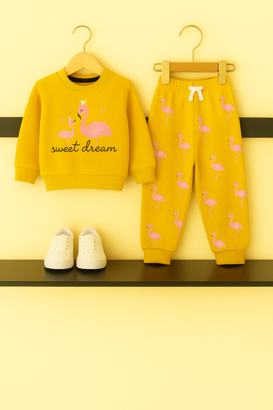 Mustard Printed Girls Tracksuit -Sweet Dream 429