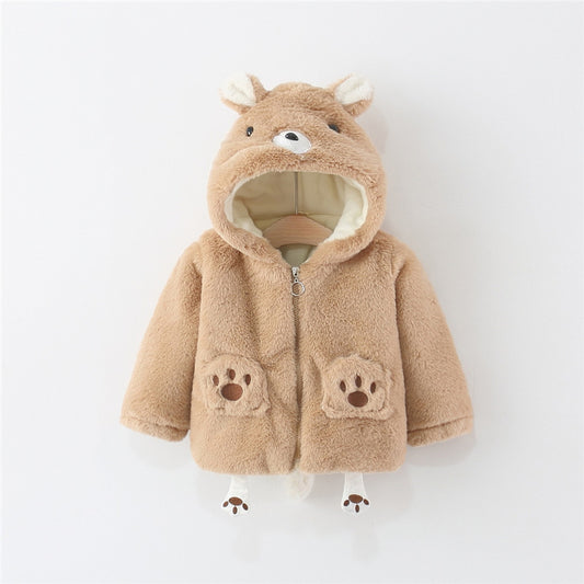 Fluffy Puppy Hooded Jacket for Kids – Brown