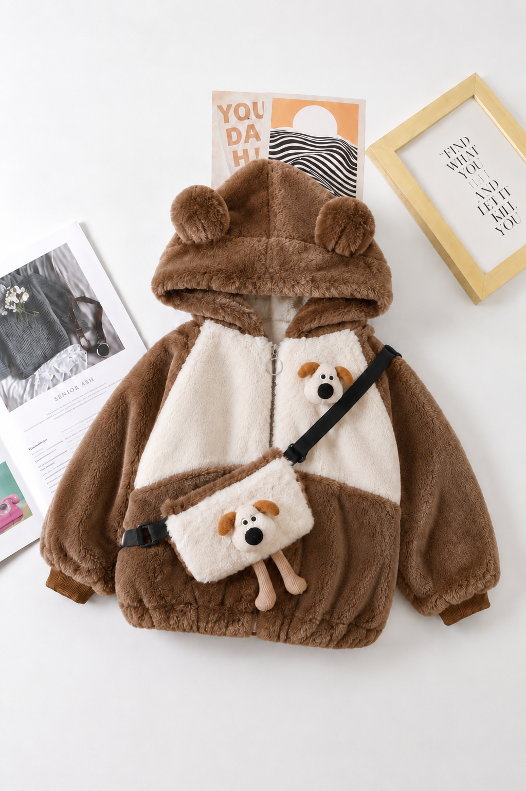 Puppy Doll Plush Jacket – Brown