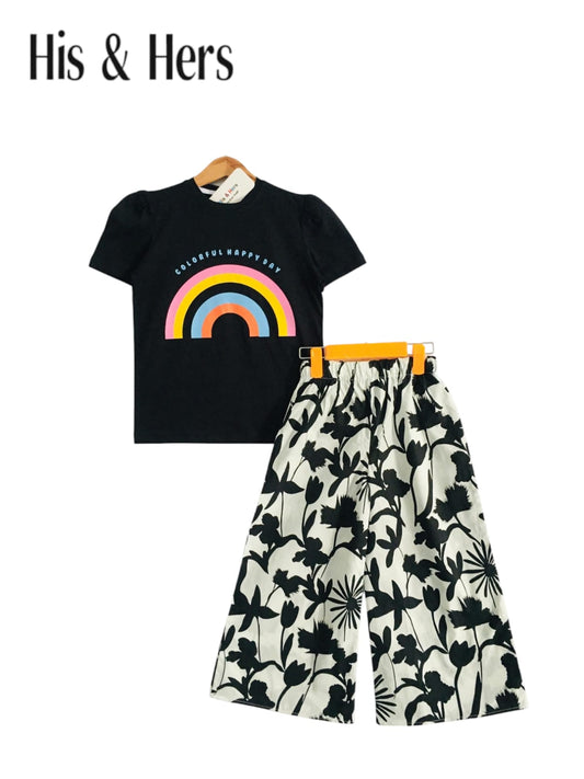Rainbow Kid's Black T-Shirt & Cotton Flapper Girls [1-5Year] 119