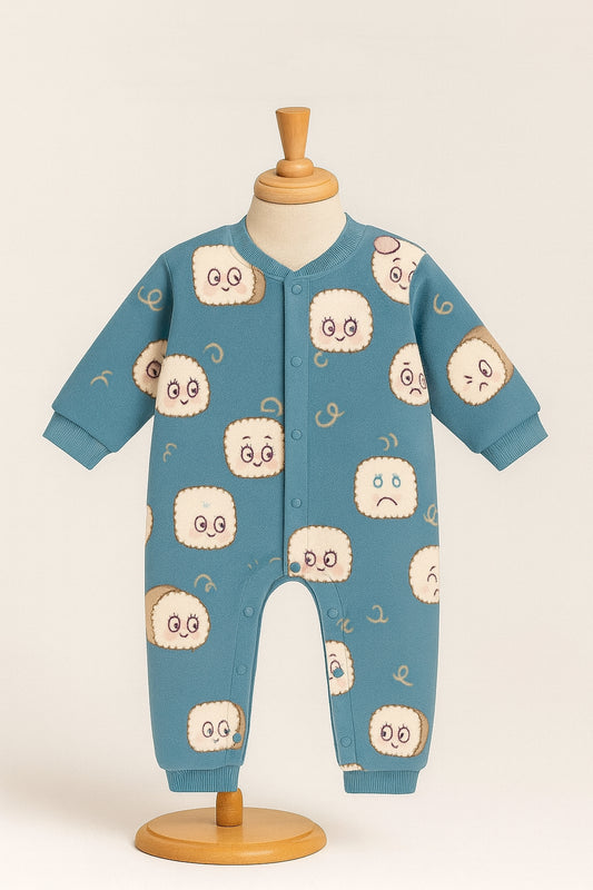 Cute Cloud Polar Fleece Blue Jumpsuit Bodysuit