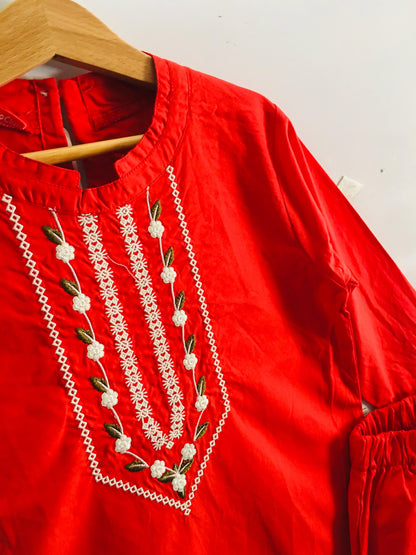 Embroidery Red  Girls Suit 238