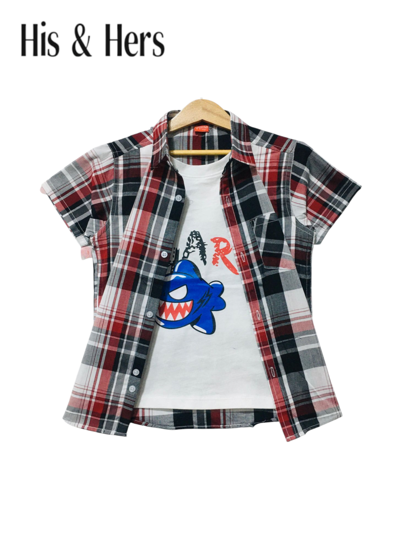 Red&&White& Black Checked Shark Double Casual Shirt 256