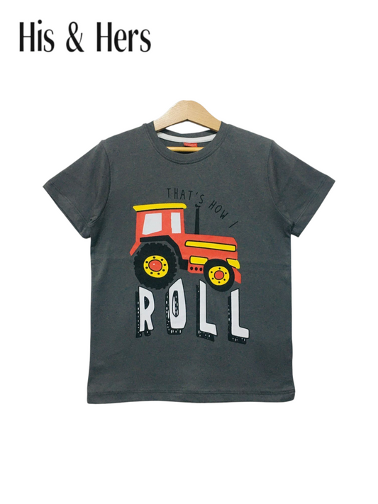 Tractor Print Dark Grey T-Shirt Boys 215