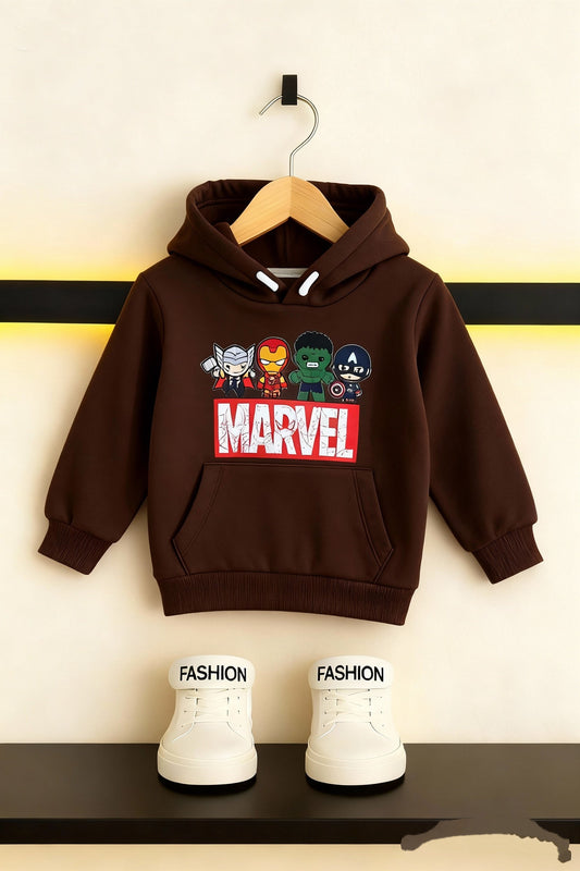 Marvel Heroes Deep Brown Hoodie For Boys