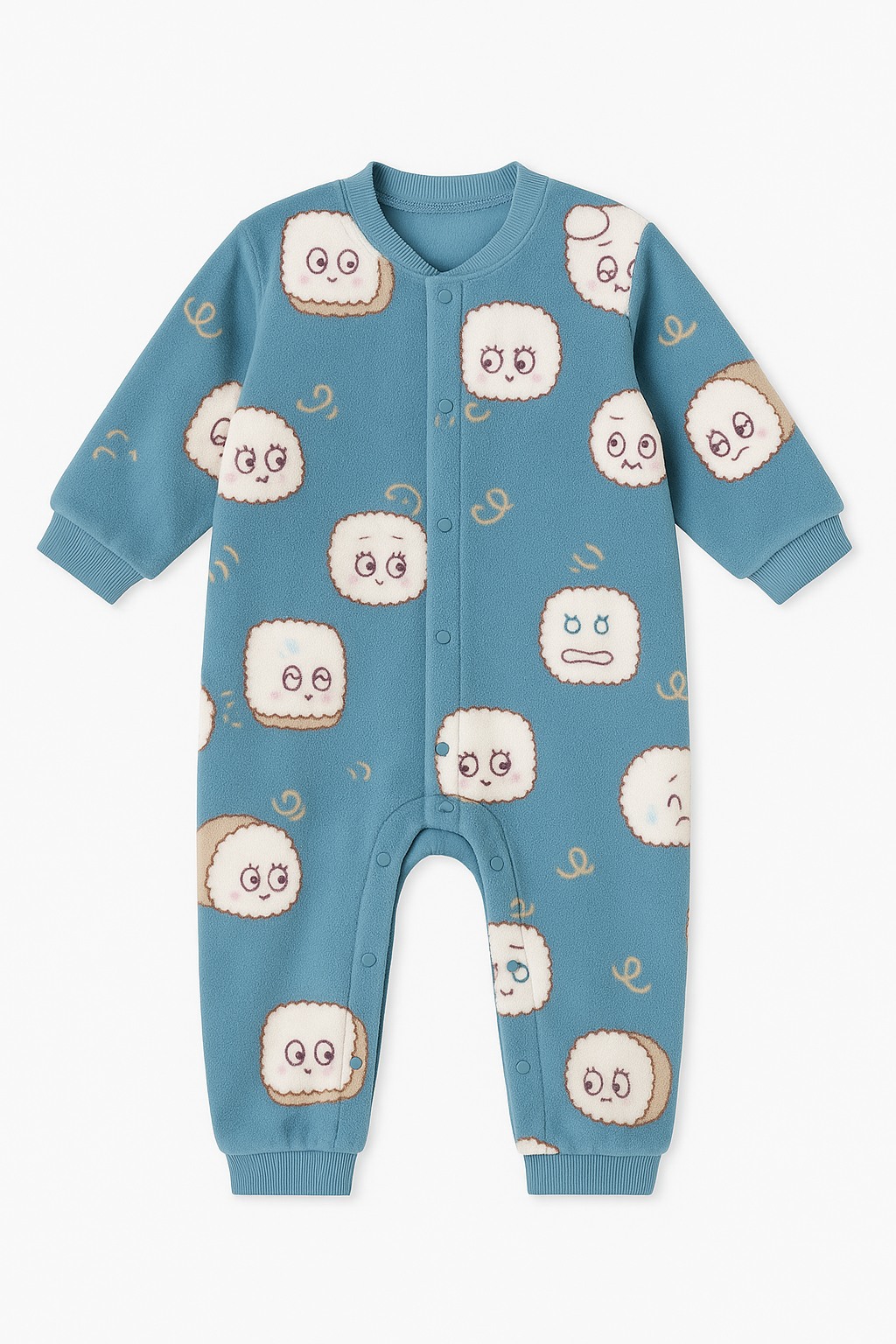 Cute Cloud Polar Fleece Blue Jumpsuit Bodysuit