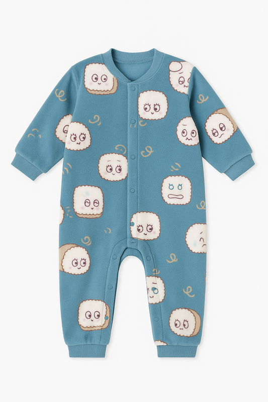 Cute Cloud Polar Fleece Blue Jumpsuit Bodysuit