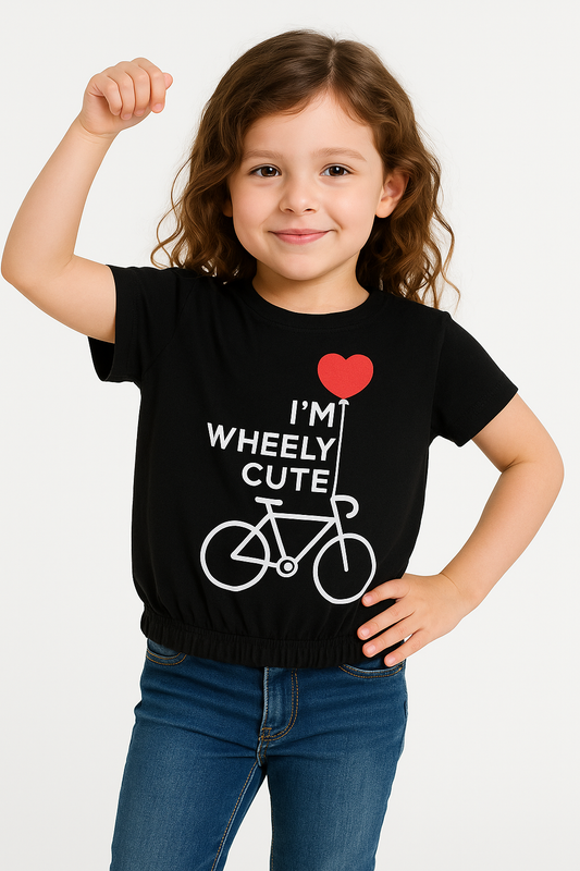 I'm Wheely Cute Black T-Shirt Girls 221