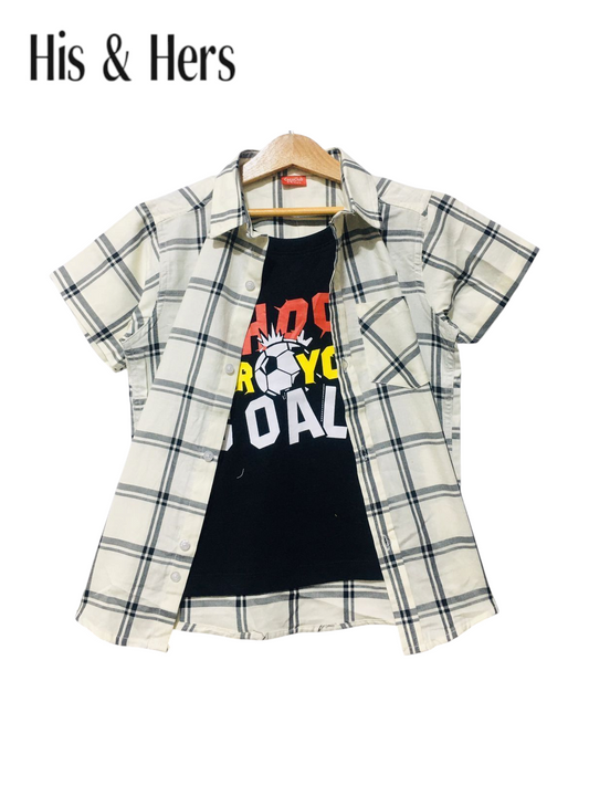 Navy Checked White  Double Casual Shirt 256