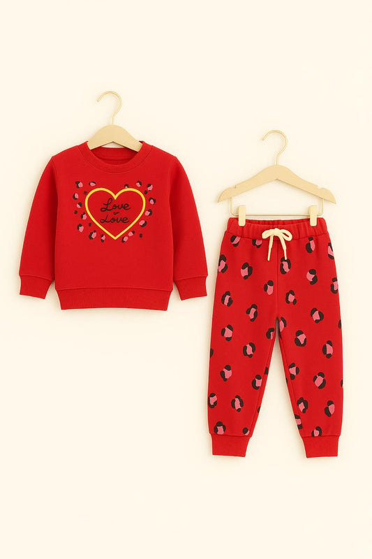 “Love of Love” Heart Print Red Girls Tracksuit 205