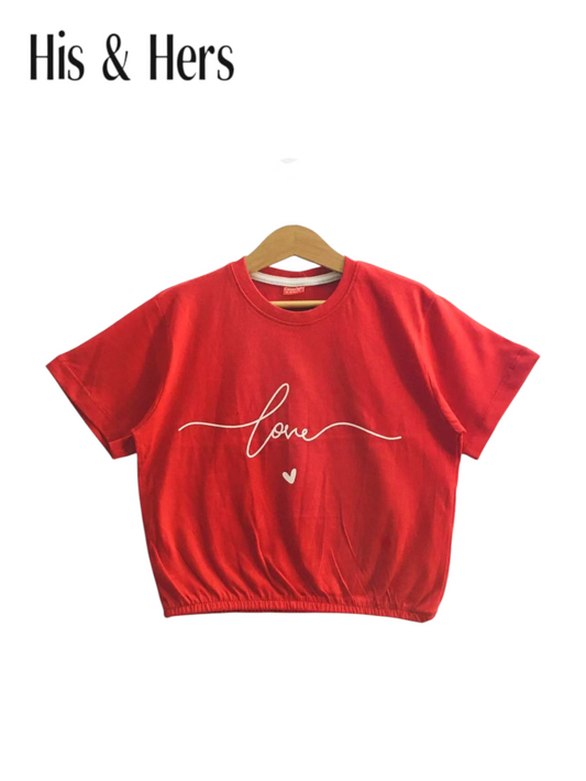 Love Red T-Shirt Short Length Girls