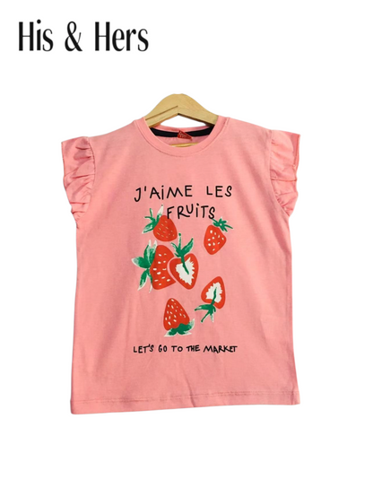 Strawberries Print Pink T-Shirt Girls 225