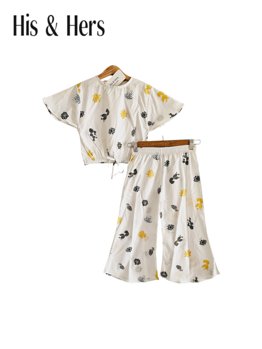 Gray & Golden Flowers White Skate Fish Girls [1-4 Year] 223