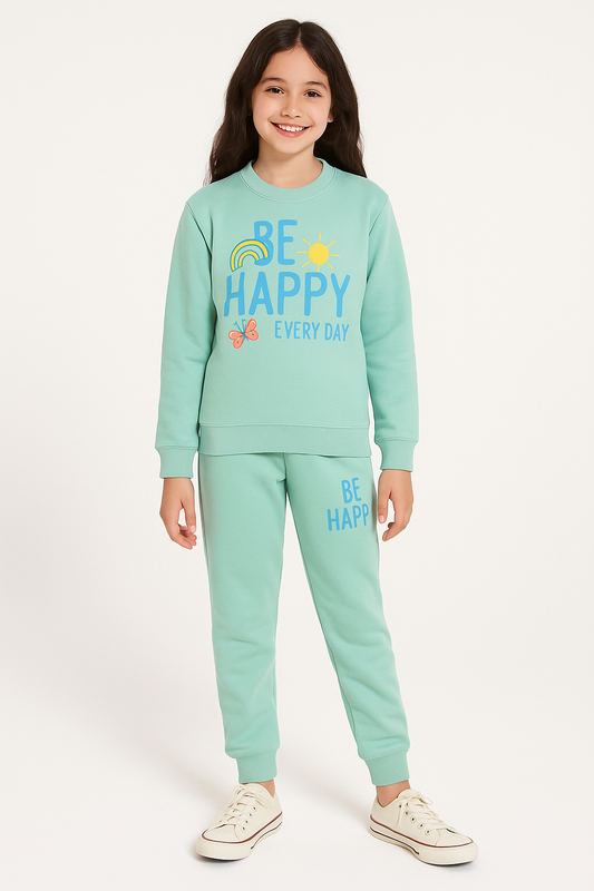 Be Happy Light Blue tracksuit Girls
