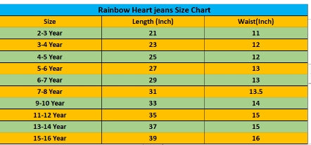 Rainbow Heart Denim Jeans for Girls 🌈 Mid Blue